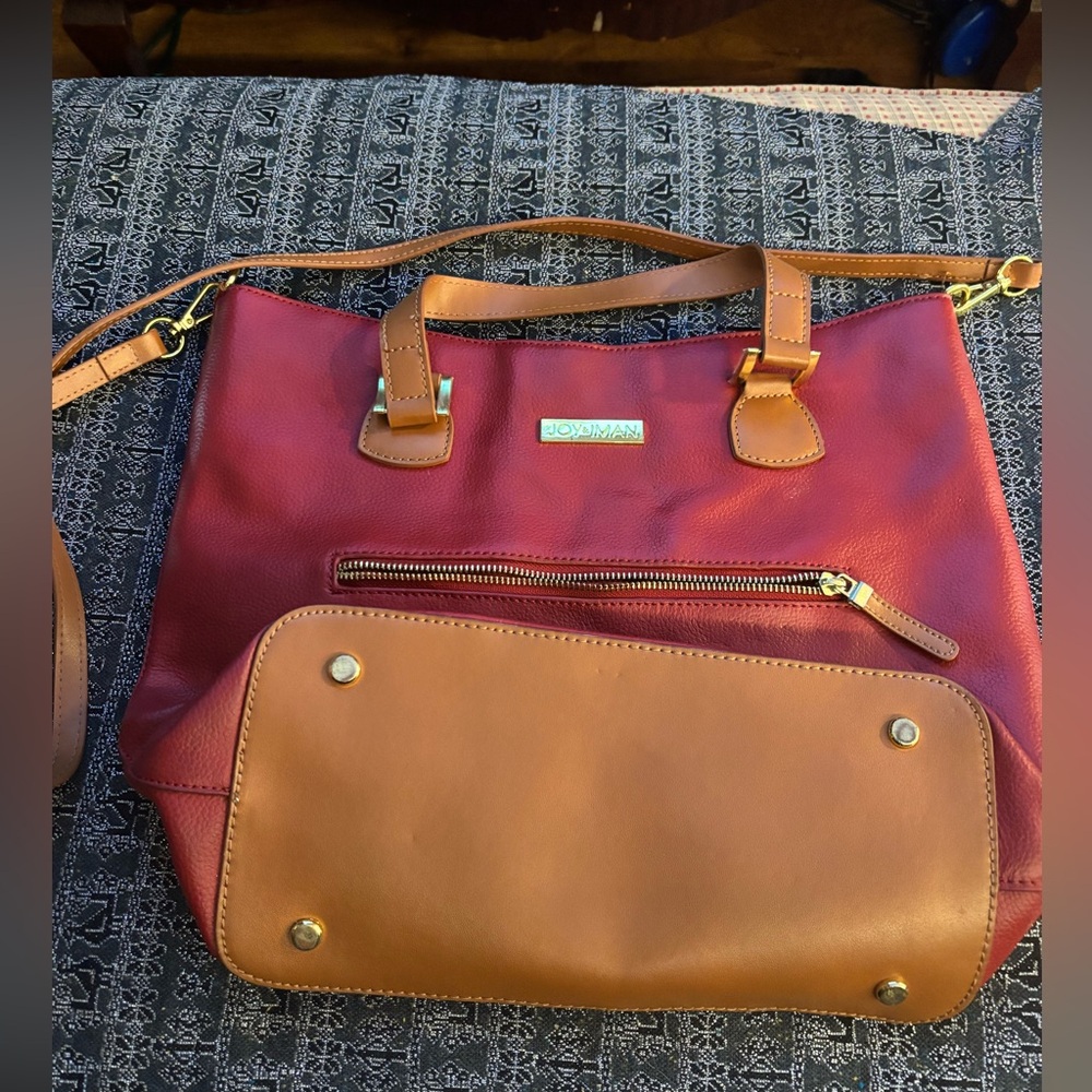 Joy & Iman Burgundy and Tan Shoulder Bag